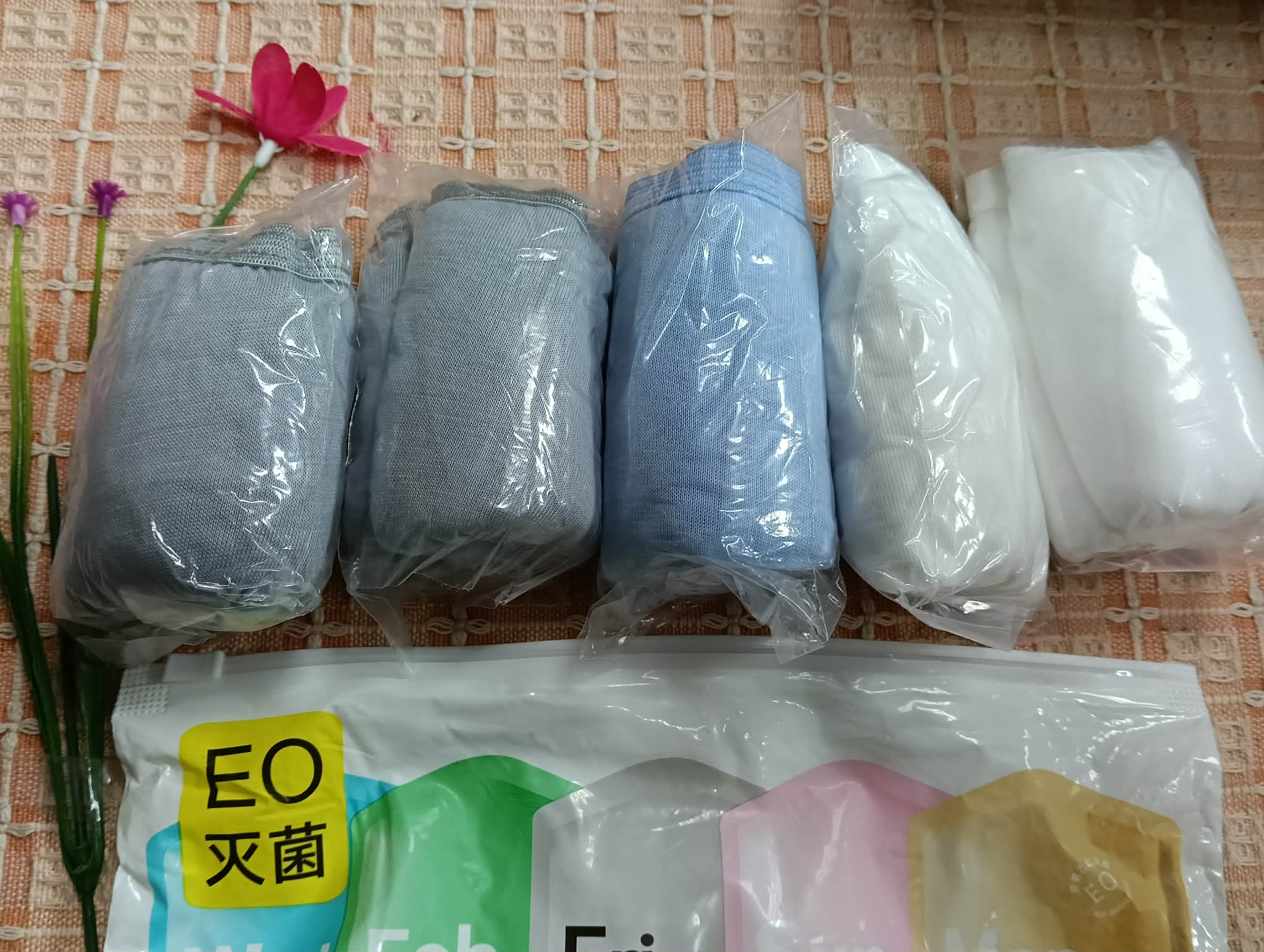 男士四角棉洗褲5入